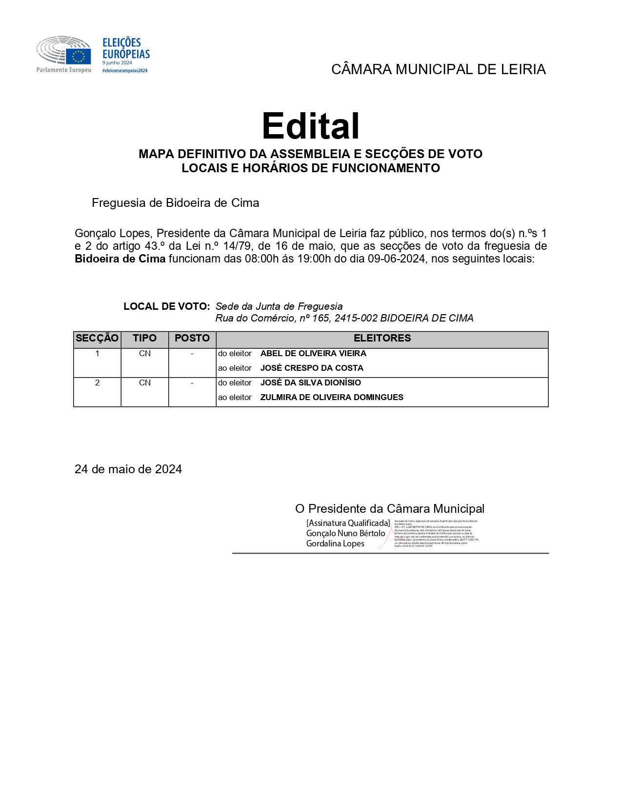 Imagem Eleições europeias - 9 de junho 2024 - Edifício da Junta de Freguesia