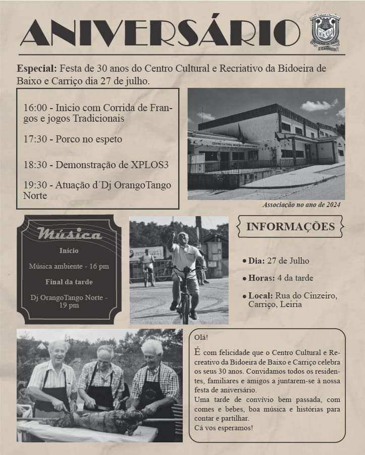 Imagem 30º aniversário do Centro Cultural e Recriativo da Bidoeira de Baixo e Carriço