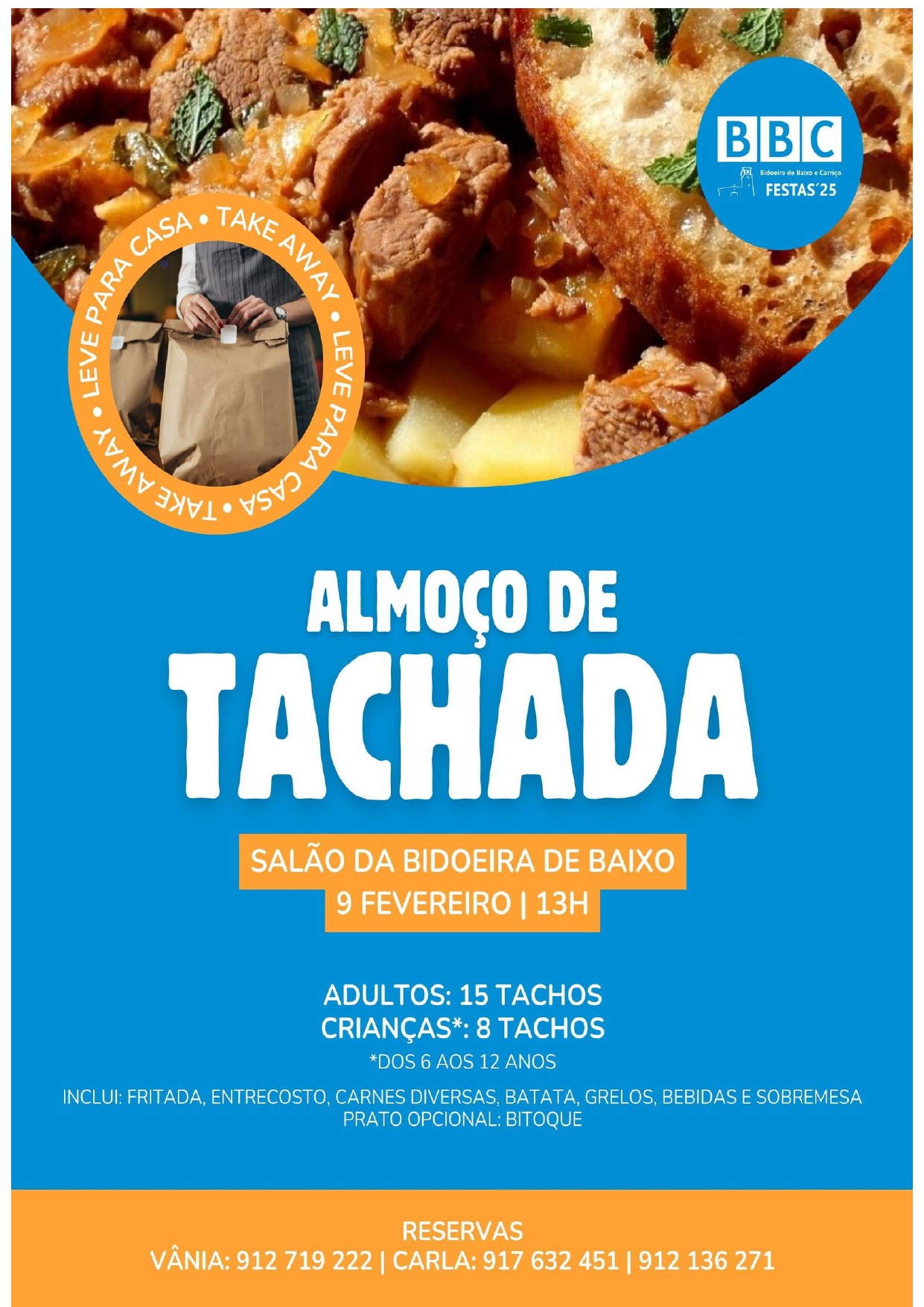 Imagem Almoço Tachada - Comissão Festas Bidoeira de Baixo e Carriço - 9 fevereiro