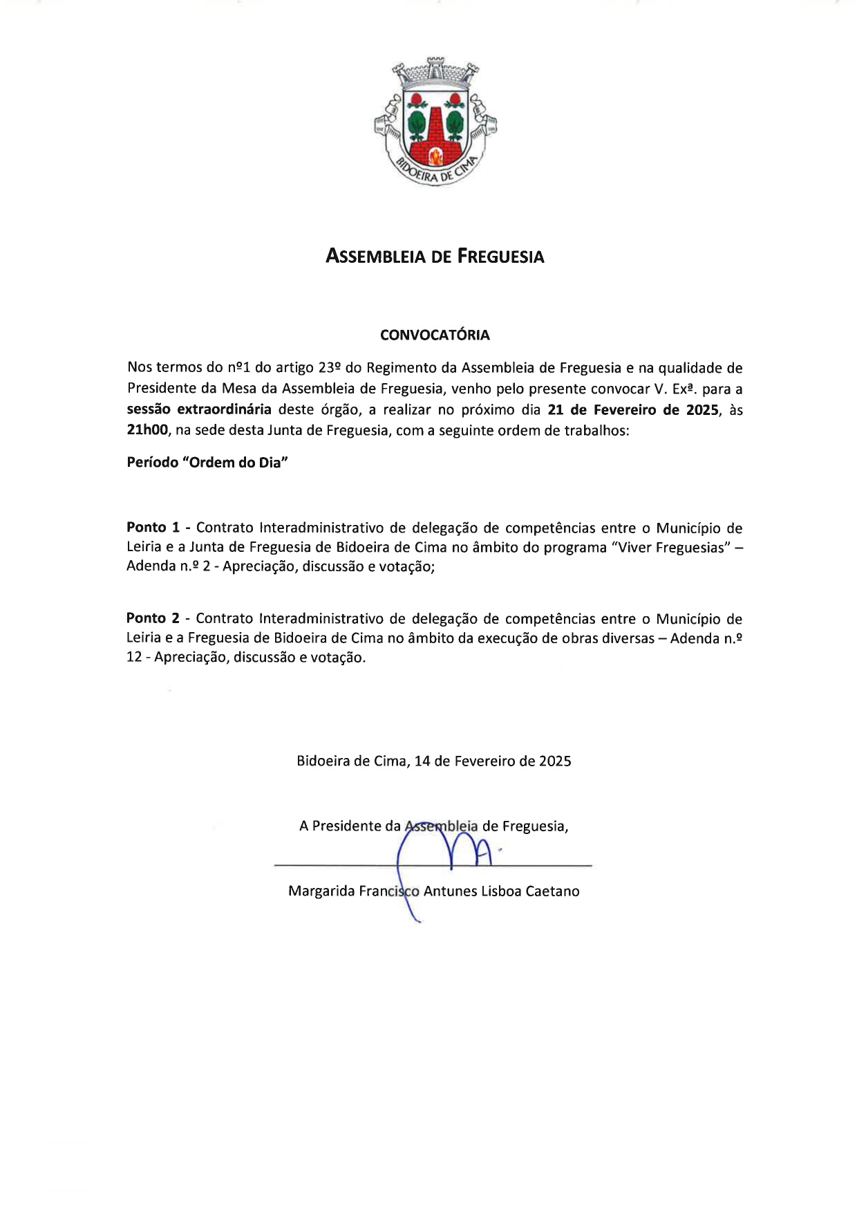 Imagem Assembleia de Freguesia - 21 de fevereiro 2025 - 21h00