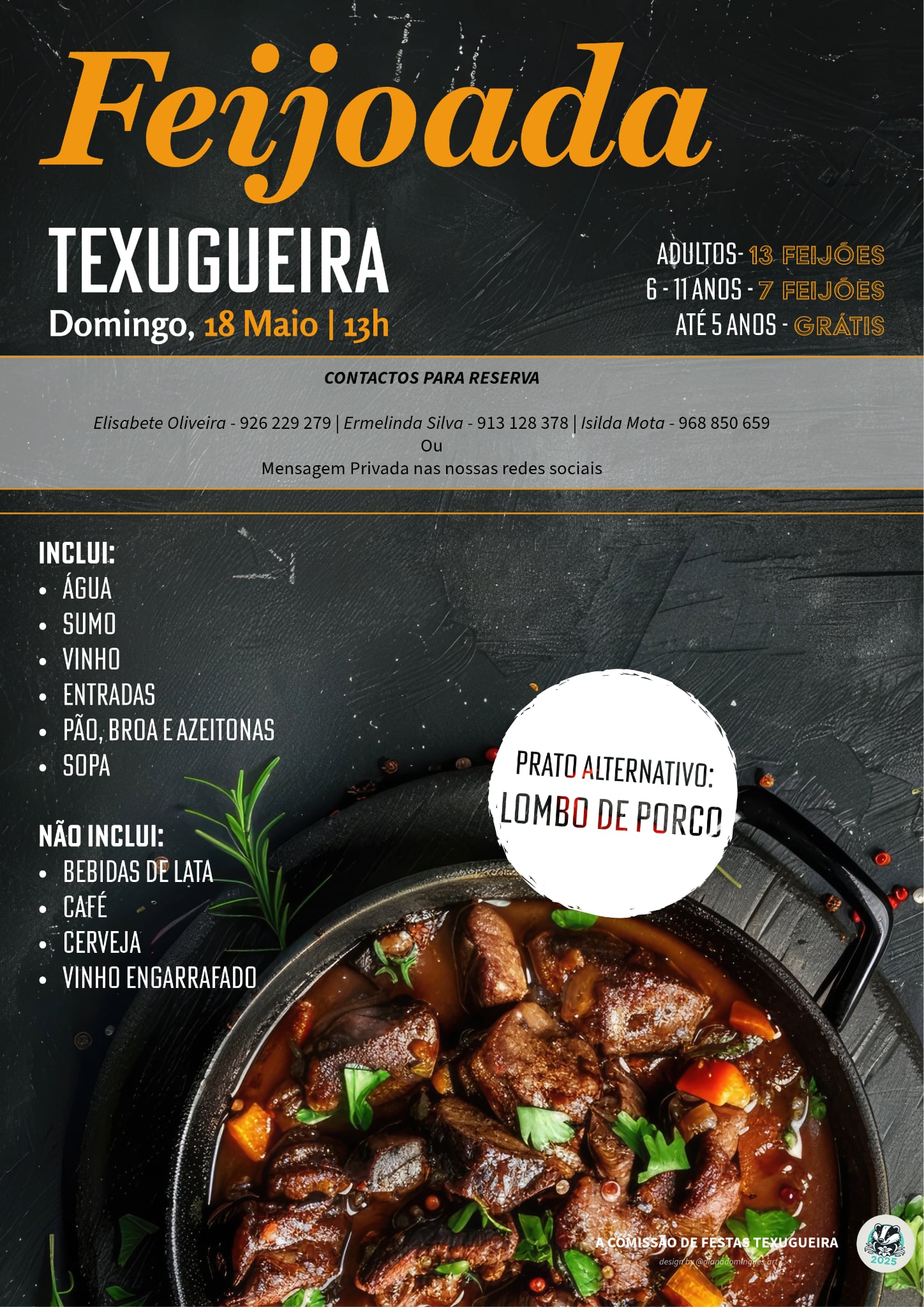 Imagem Feijoada -  Comissão de Festas da Texugueira - 18 maio - 13h