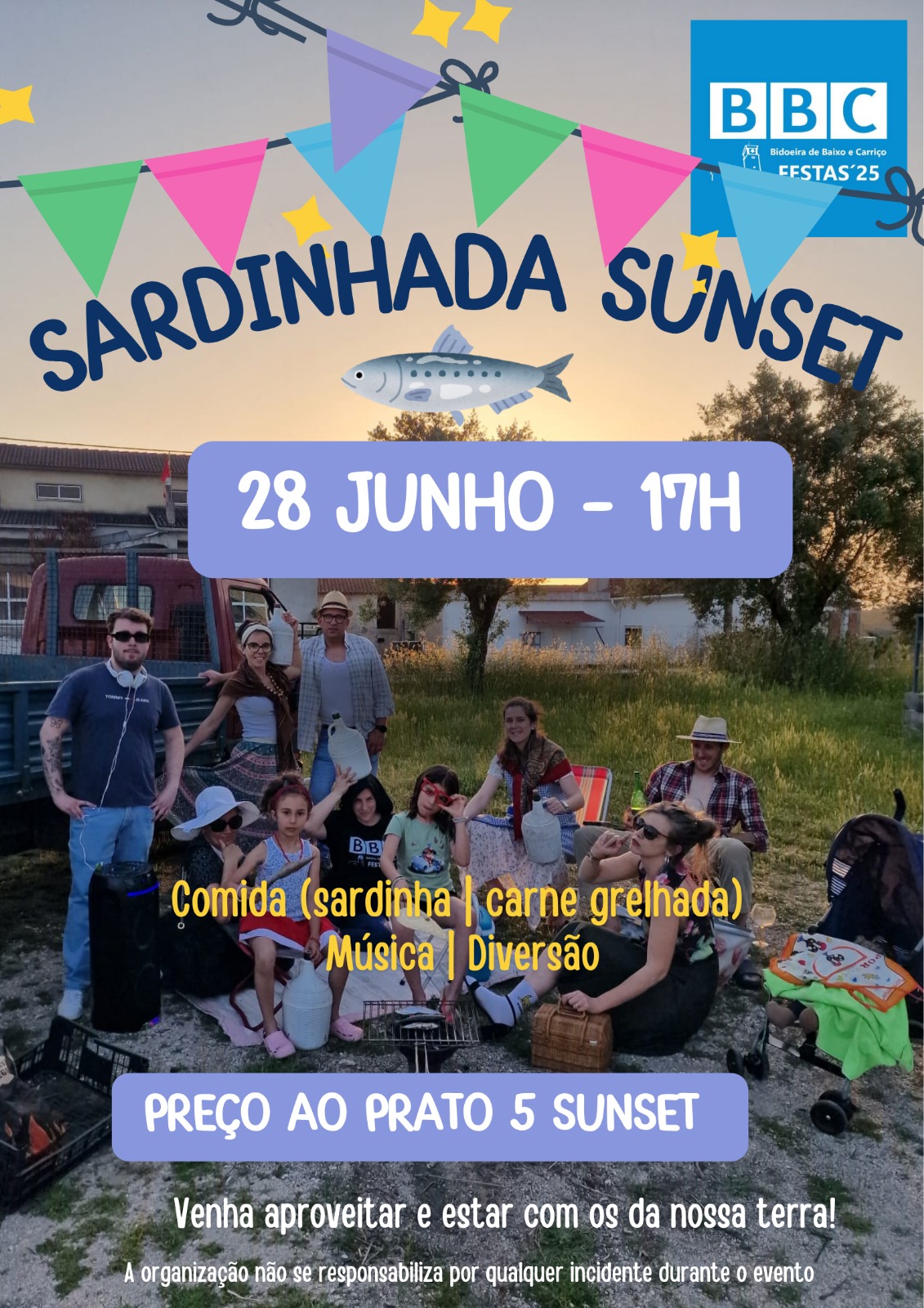 Imagem Sardinhada Sunset - Comissão Festas Bidoeira de Baixo e Carriço - 28 junho - 17h00