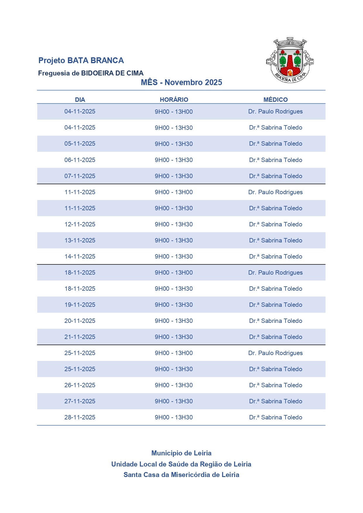 Imagem Projeto Bata Branca - novembro 2025