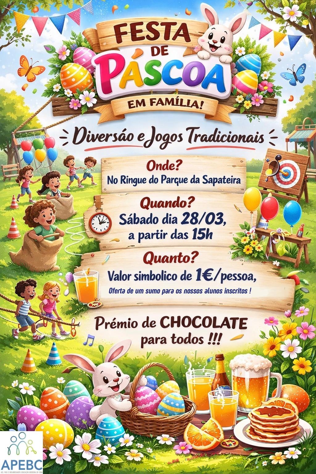 Imagem Festa de Páscoa - APEBC - 28 de abril 2026 - 15h00 no Ringue