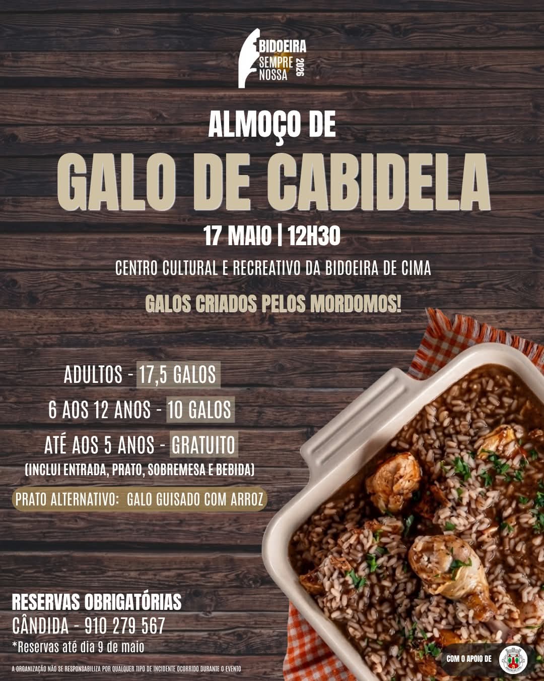 Imagem Almoço de galo de cabidela - 17 maio - Comissão de Festas da Bidoeira de Cima