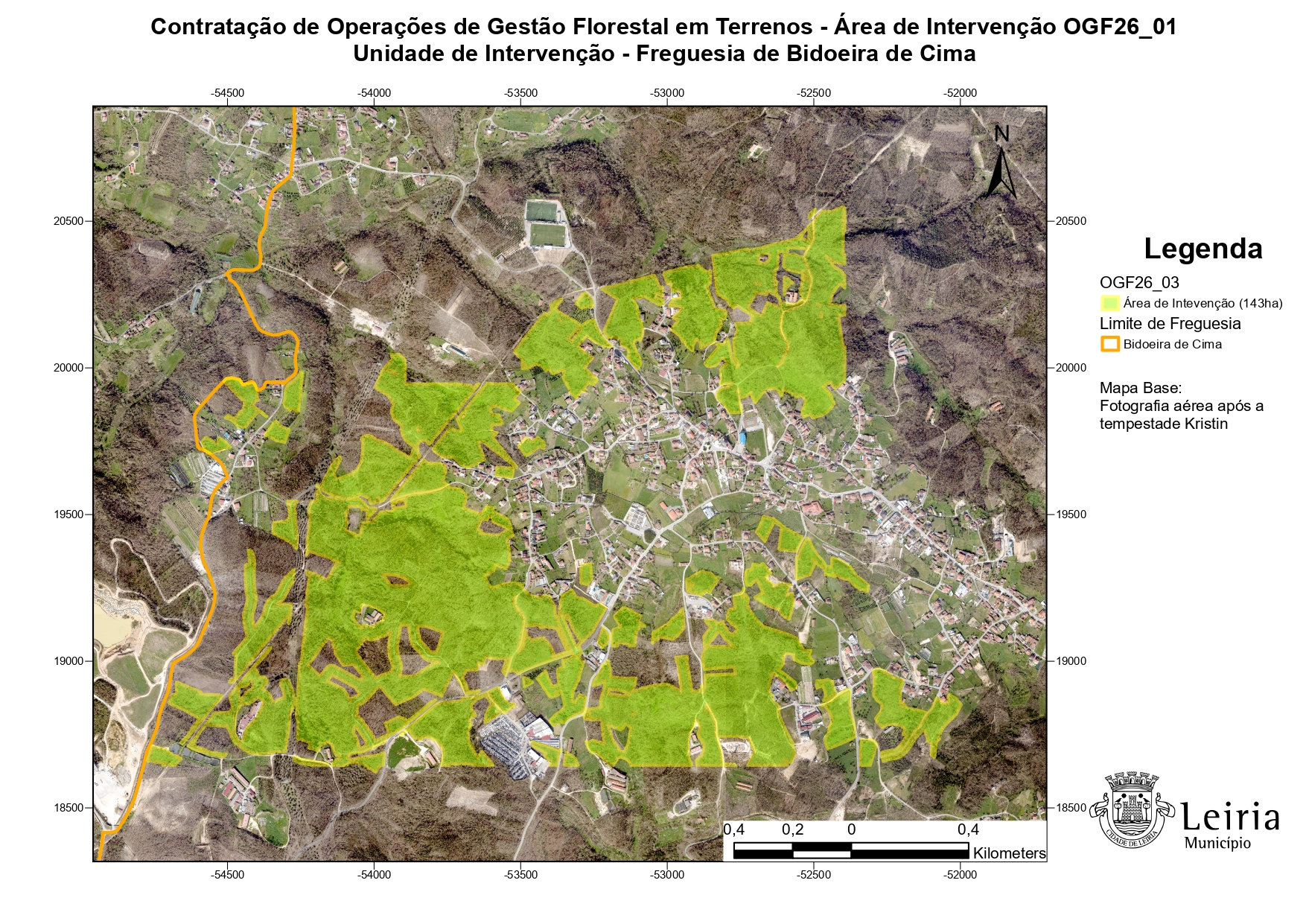Notícia Execução da OIGP 2.0 - retirada de material lenhoso - mapa com identificação de intervenção