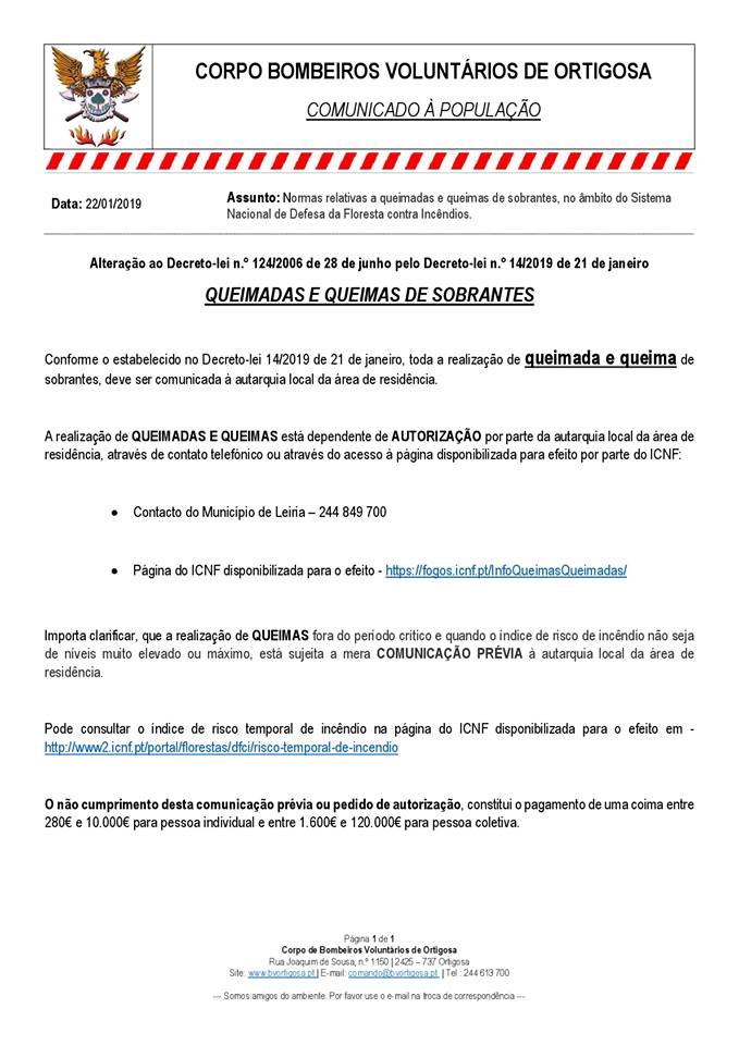 Imagem COMUNICADO À POPULAÇÃO - QUEIMADAS