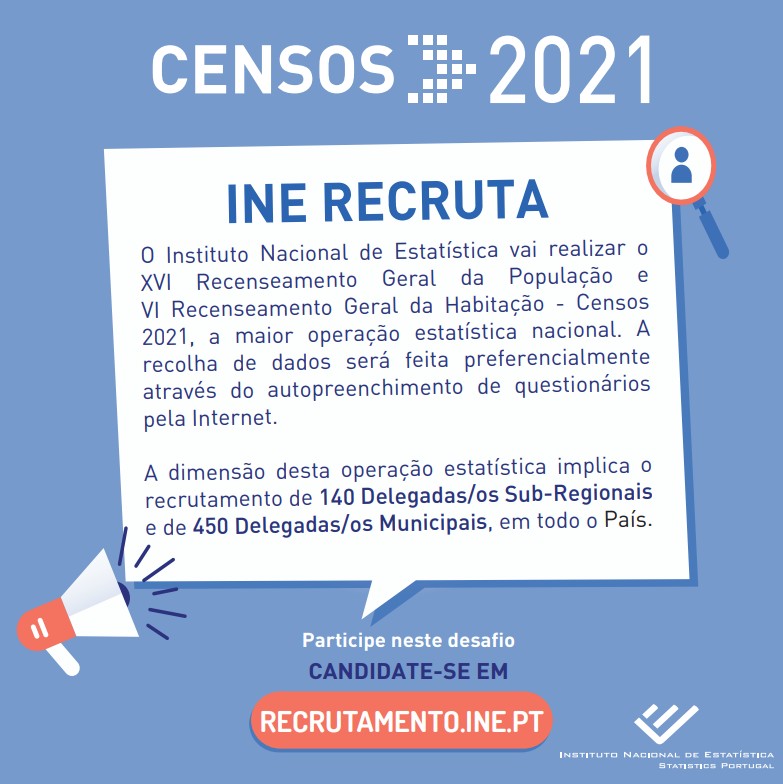Imagem INE inicia recrutamento para Censos 2021